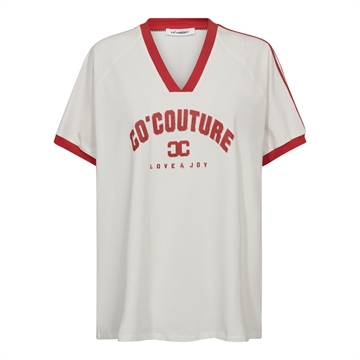 Co Couture SiaraCC Oversize Sporty V-Tee 33140 Off White-Red