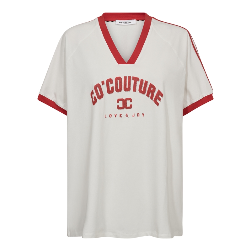 Co Couture SiaraCC Oversize Sporty V-Tee 33140 Off White-Red