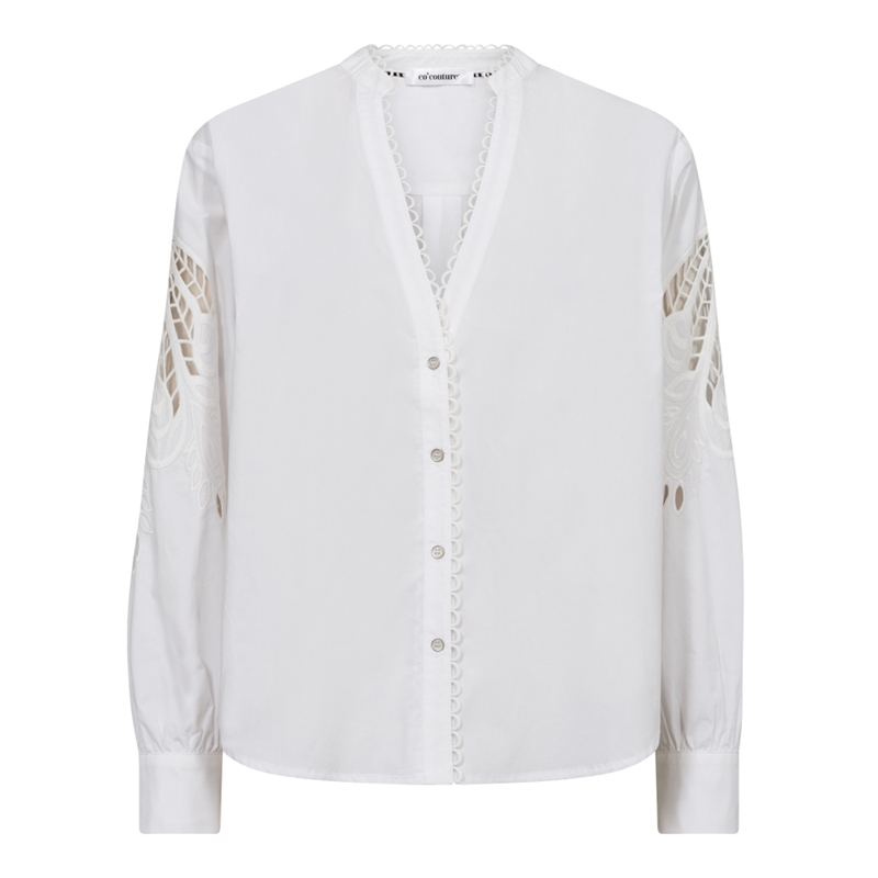 Co Couture KelliseCC Lace Cut V-Shirt 35551 White