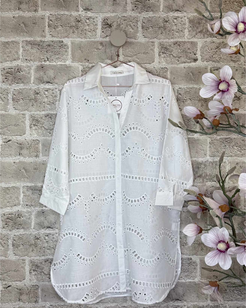 Cabana Living Aikido 8685 Broderi Anglaise White Storskjorte 