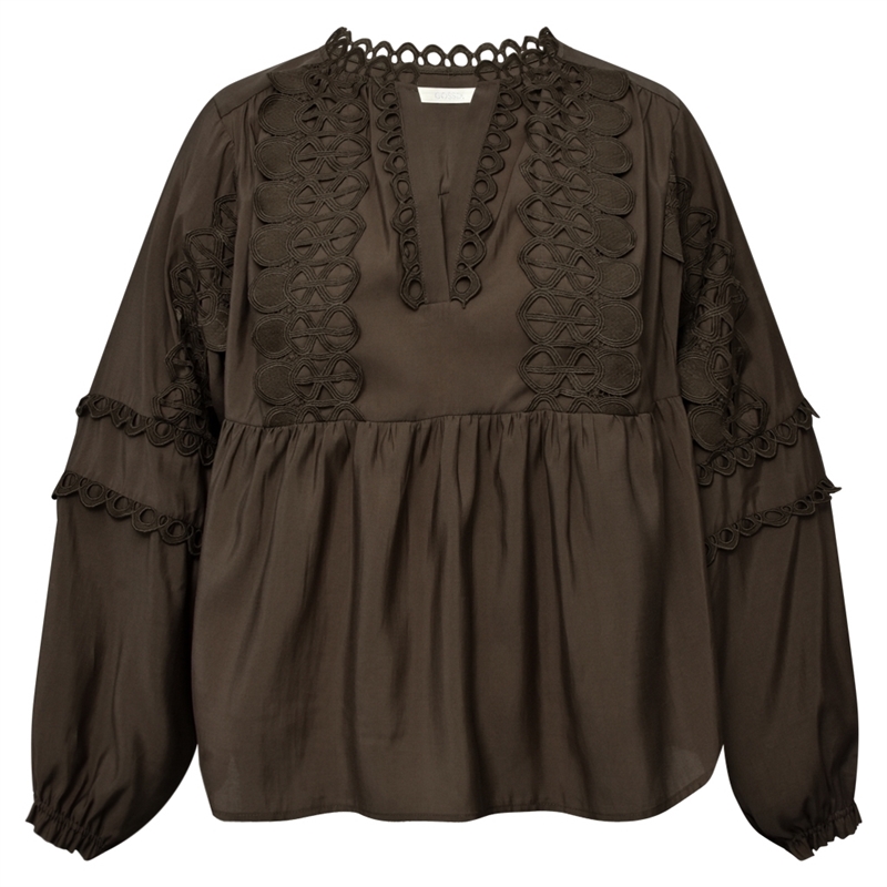 GOSSIA KaiaGO Lace Blouse G1378 Coffee skjortebluse